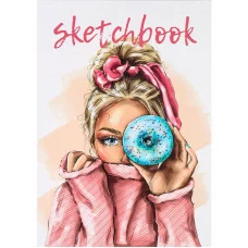 Скетчбук Девушка и пончик А5, 48л, КБС (офсет) С48-4192