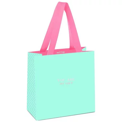 Пакет подарочный 1шт 20*20*10см MESHU "Bright turquoise", отд. фольгой, выб. лак, матовая ламинация 339800