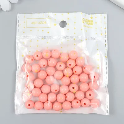 Бусины пластик "Кораллово-розовые" глянец набор 25 гр d=1 см   9424525