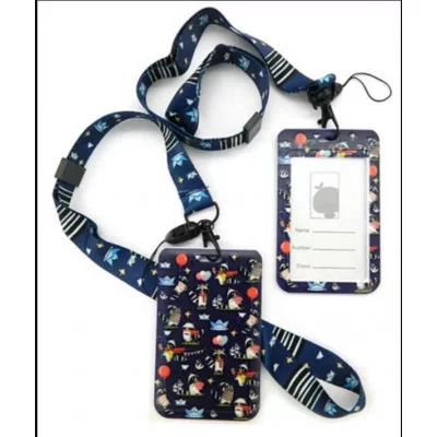 Обложка для проездного билета CY-64 темно-синяя Еноты 1 карман, А7, пластик, с лентой 326629