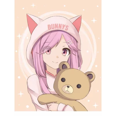 Пакет подарочный с глянц.ламинацией 26,4x32,7x13,6 см (L) Девочка с мишкой, 157 г ПКП-4324