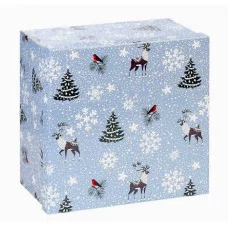 Коробка квадратная одинарная Зима в лесу 17,5х17,5х10 КОР-7857