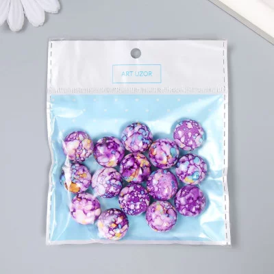 Бусины для творчества пластик "Мраморные. Фиолетовый" набор 15 шт 1,7х1,7х1 см   9285327