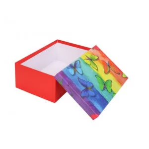 Коробка прямоугольная подарочная Радужные бабочки 21X15X8.5 см РазборКОР-7809