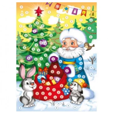 МОЗАИКА ИЗ ПУГОВИЦ. формат А4. ДЕД МОРОЗ И ЗВЕРУШКИ (Арт. М-7307)