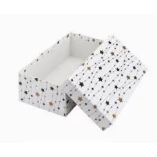 Коробка прямоугольная одинарная Новогодние звездочки 19х12х7,5 см ПП-9818