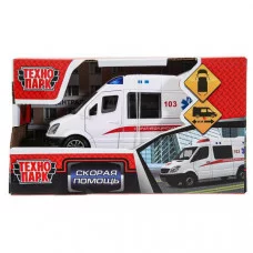 Машина пластик СКОРАЯ 13,5 см, инерция., двери, кор. Технопарк 385131