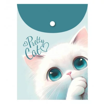 Папка-конверт на кноп А6 (115*165мм) 0,15мм КОКОС Пушистик 251327 непрозрачная с рисунком 251327