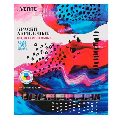 Краски акрил 36цв по 12мл в тубах карт упак DEVENTE 8170301 164183