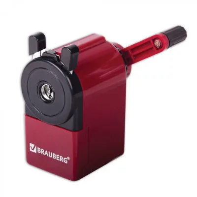 Точилка механическая BRAUBERG металлический механизм, черный/бордовый, 222517
