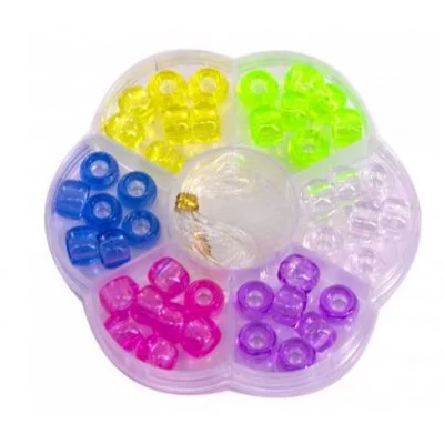 Набор для создания украшений-бусины Alingar, 80х80х12 мм, "Кристаллы", 1 вид бусин(6 цв.), 1х1,1 м леска, пластик. пенал AL12866