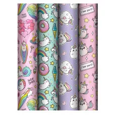 Упаковочная бумага 1шт глянц. 70*100см, MESHU "Unicorn", 80 г/м2, ассорти, 4 дизайна 372616