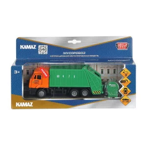 Машина металл свет-звук KAMAZ -53605 МУСОРОВОЗ 18 см двери инерция Технопарк 401937