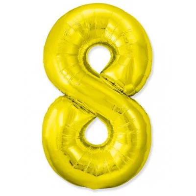 Шар (40\'\'/102 см) Цифра, 8 Slim, Золото, 1 шт. 901918O