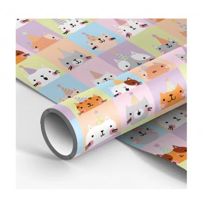 Упаковочная бумага глянц. 70*100см, MESHU "Bithday friends", 80г/м2 372652