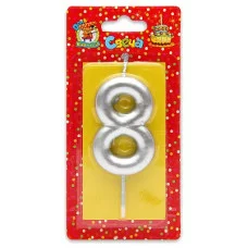 Свеча для торта Серебряная Цифра 8 С-1816 466-5-305-41816-3