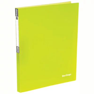Папка на 4-х кольцах Berlingo "Neon", 25мм, 700мкм, неоновая желтая BERLINGO_ 239876