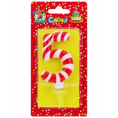 Свеча для торта Конфетка Цифра 5 С-8279