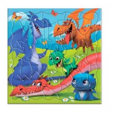 Пазл фигурный на подложке. 45 деталей. Дракончики. 30х30,5 см. ГЕОДОМ