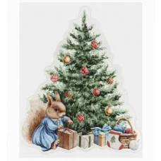 Силиконовая новогодняя наклейка "Белочка у ёлочки" 20*25см НУ-7014