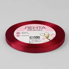 Лента атласная №33 6мм*25±1ярд глубокий красный АУ 1218133