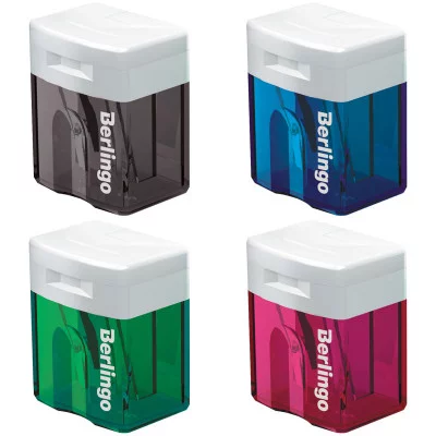 Точилка пластиковая Berlingo "Perfect", 1 шт, 1 отверстие, контейнер, цвет: ассорти, без выбора 173612