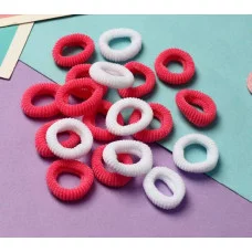 Резинка для волос "Махрушка спорт" (набор 100 шт) 1,5см розовый-белый 9732056