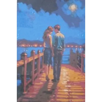 Картина по номерам на холсте 50х40 "Влюблённые ночью на пристани" Знайленд КН5041026