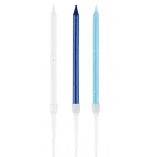 Свечи для торта с держателями MESHU "Blue", голубые, 9см, 12шт 364819