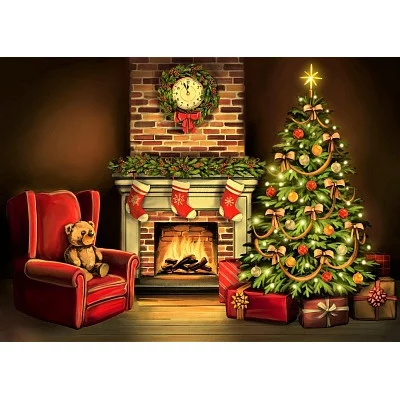 Алмаз.моз.(блест.)30х40см.без подр.,с част.зап.(15 цв.) Уютный вечер у камина (Арт. ASG039) ASG039