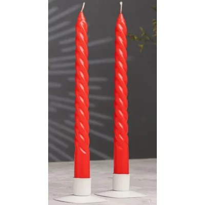 Свеча витая красная  24 см, (2 шт.) EUROHOUSE(14032)/25 69203