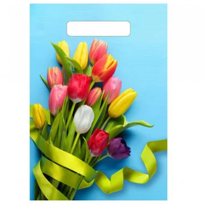 Пакет "Тюльпаны", полиэтиленовый с вырубной ручкой, 20х30 см, 30 мкм 4166758