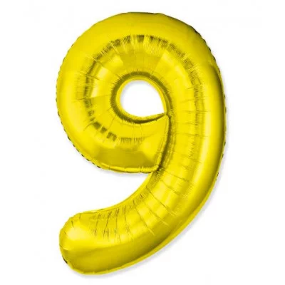 Шар (40\'\'/102 см) Цифра, 9 Slim, Золото, 1 шт. 901919O