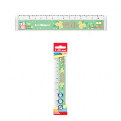 Линейка с выемкой пластиковая ErichKrause Flower Owl 15см 57833