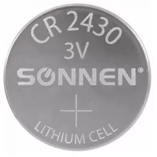 Батарейка литиевая SONNEN Lithium CR2430 "таблетка, дисковая, кнопочная" 1 шт., блистер, 455600