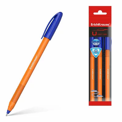 Набор из 3 ручек шариковых ErichKrause® U-108 Stick Orange 1.0, Ultra Glide Technology, цвет чернил синий 47586
