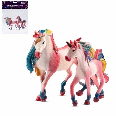 ТМ "КОМПАНИЯ ДРУЗЕЙ", серия "Животные планеты Земля", набор "Единорог и жеребенок", розовый, в/п 18*15*4 см JB0211371
