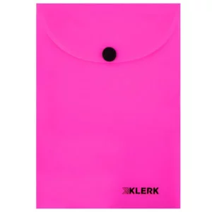 Папка-конверт на кноп А6 (115*165мм) 0,18мм KLERK Neon 241316 полупрозрачная розовая 241316