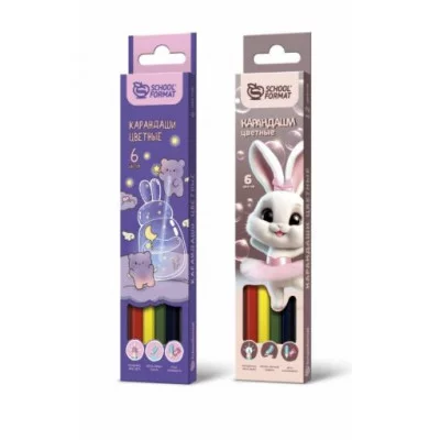 Набор цветн.каранд Schoolformat МИКС ДЛЯ ДЕВОЧЕК 6 цв. шестигран. корп. дерев. карт.уп. 247655