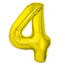 Шар (40\'\'/102 см) Цифра, 4 Slim, Золото, 1 шт. 901914O