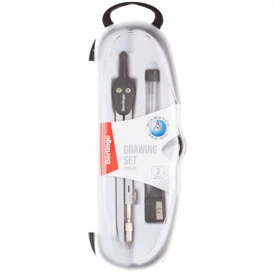 Готовальня Berlingo "Expert", 3 предмета, циркуль 135мм, пластиковый футляр 271122