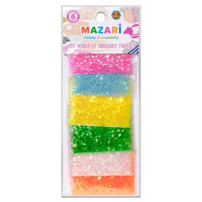 Набор блёсток M-4336 декоративных №4, 6 цветов х 3 г, европодвес