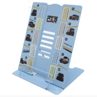 Подставка для книг CS-5027 "Внедорожник" металлическая 26х21см, голубая, с таблицей умножения, в ПВХ-пакете 324418