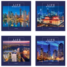 БЛОКНОТ А6 40л на цвет. спирали НОЧНЫЕ ГОРОДА Б40-1777