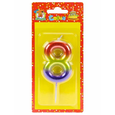 Свеча для торта Сказочный градиент Цифра 8 С-4103