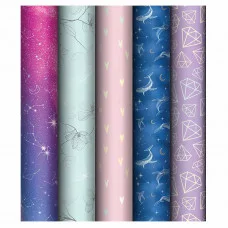 Упаковочная бумага 1шт глянц. 70*100см, MESHU "Brilliant effect", 90г/м2, отд. фольгой 360831