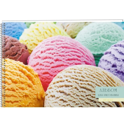 Альбом для рисования 40л Гребень мел картон глянцевая ламинация 110г/м2 Ice cream АС402275