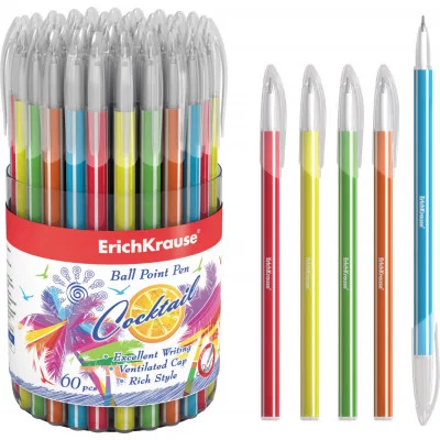 Ручка ERICH KRAUSE "Cocktail" син 0.6мм/-/иг корп тонир асс 33518 086275