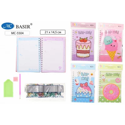 Блокнот с алмазной мозаикой 7БЦ рисунком ассорти на двойной спирали ДЕСЕРТ МС-5504