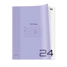 Тетрадь 24л., клетка BG "UniTone. Neon", пластиковая обложка, неон сиреневый 383160